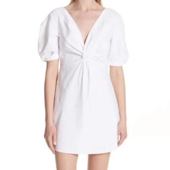 A.L.C. Dresses & Skirts - A.L.C. Ivory Mirren Twist Front Short Sleeve Dress Size 4 Mini White Minimal